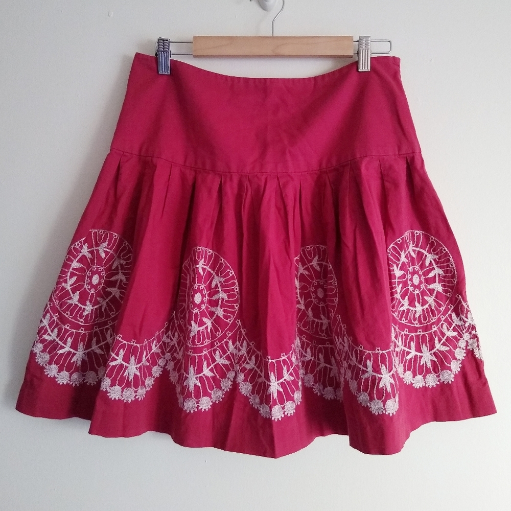 W Work to Weekend knee length skirt brick red boho